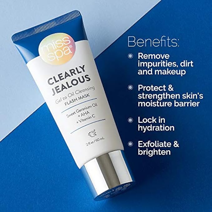 MISS SPA GEL CLEANSING FLASH FACE MASK FOR WOMEN, VITAMIN C, MAKE-UP REMOVER, ALPHA HYDROXY ACID, ANTIOXIDANT, REMOVE IMPURITIES & DIRT, EXFOLIATE & BRIGHTEN SKIN, DERMATOLOGIST TESTED,2 OZ. - Image 2